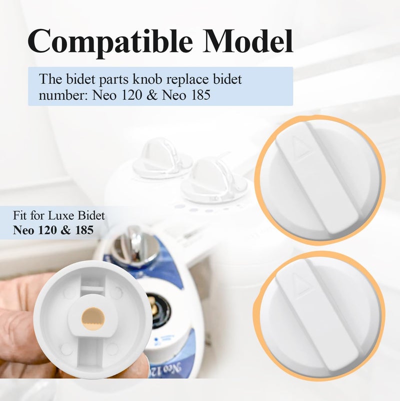 WFCYX Bidet Seats Replacement Knob Compatible With Luxe Bidet Neo 120 & Neo 185, Knob Accessories for Luxe Bidet Neo 120 & Neo 185, Neo Knob, Non-Electric Bidet Attachment for Toilet Seat, 4 Pcs White - Image 3